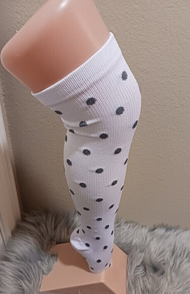 Knee High Socks With Polka Dots Pattern In White Size S/M - Picture 8 of 12